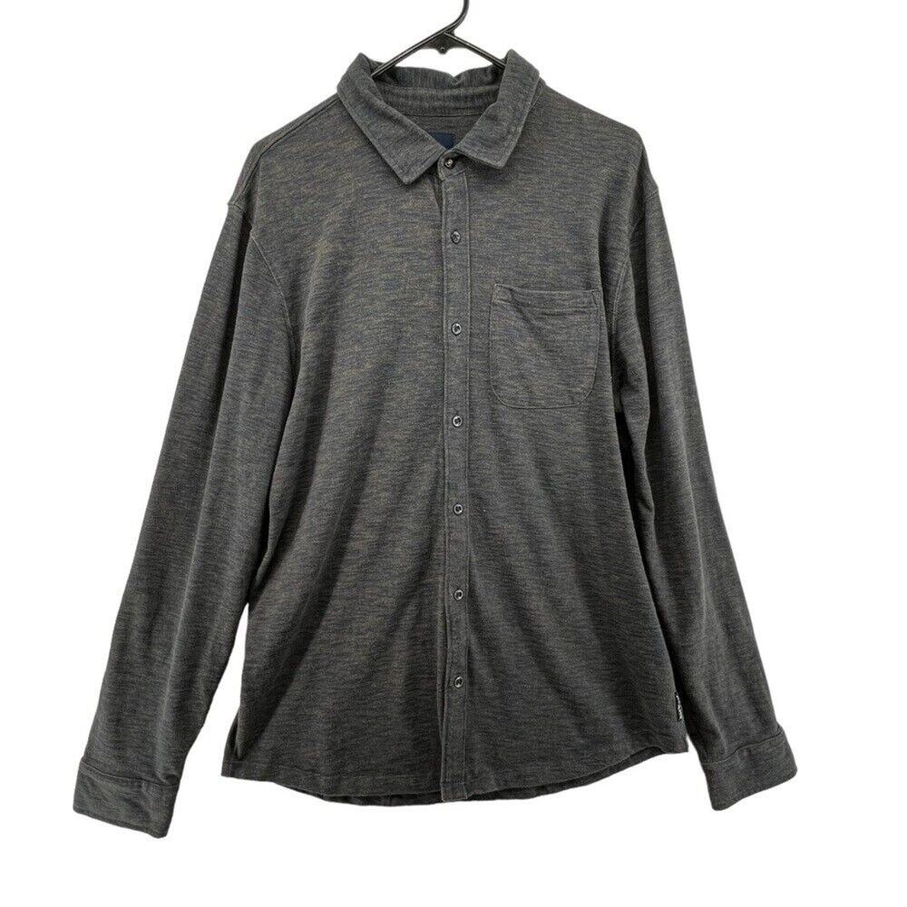 Prana Size XL Men's Button Up Shacket Shirt Long Sleeve Blue Brown Organic